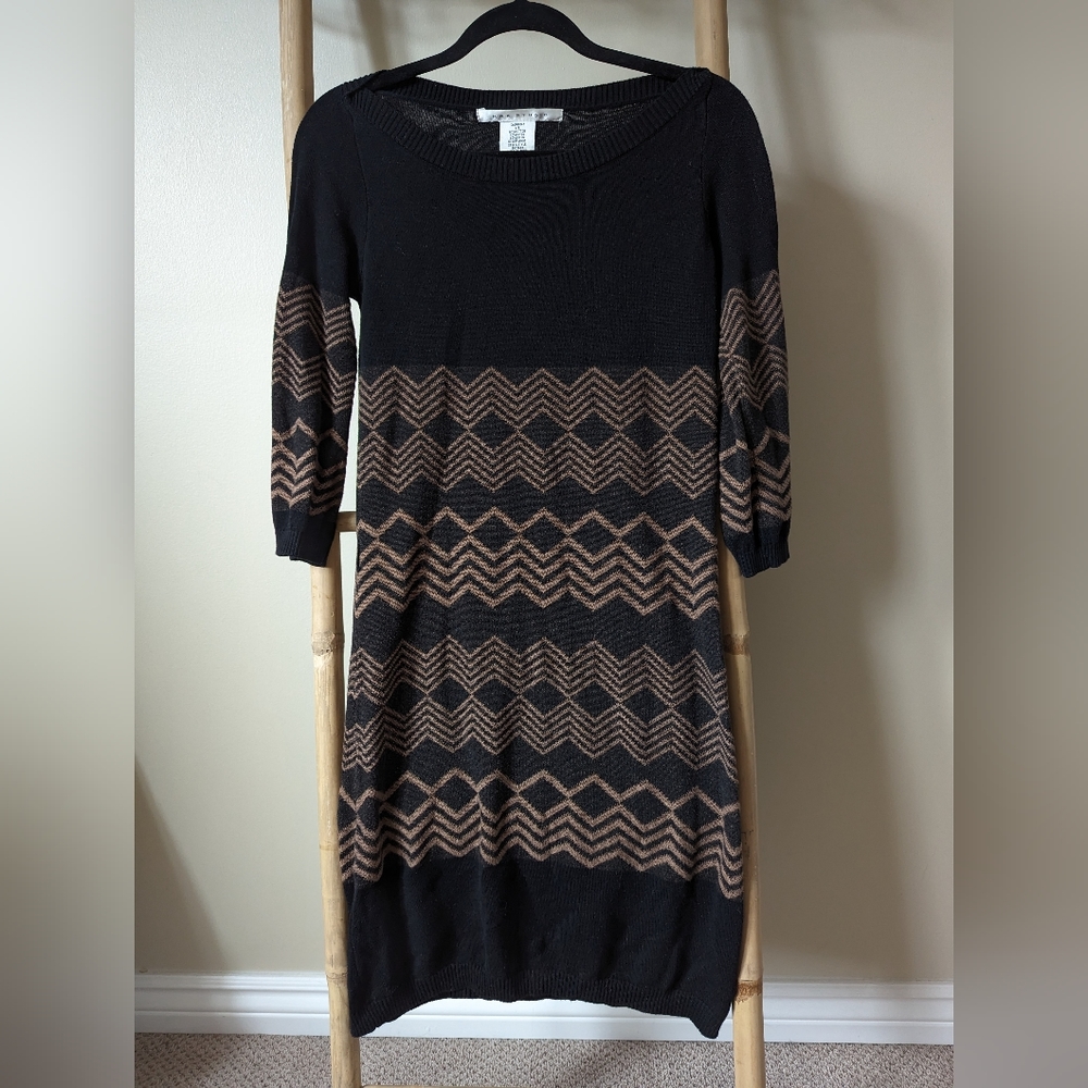 Black and Tan Max Studio Knit Midi Sweater Dress / Size Small